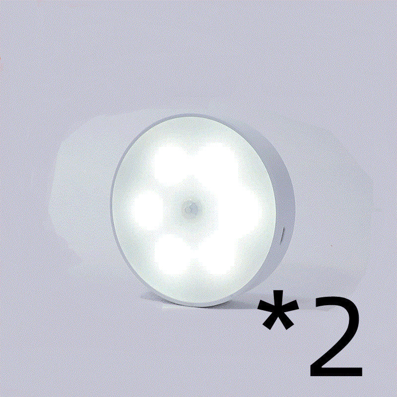 Usb Rechargeable Motion Sensor Light Round Wireless LED Light Kitchen dealsniper-net 2pcs White light USB