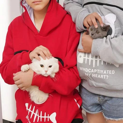 Women Hoodie Sweatshirt With Cat Pet Pocket Design Women dealsniper-net