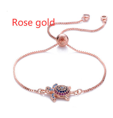 Turtles Bracelet Adjustable Shiny Rhinestones Sparkling Jewelry dealsniper-net Rose gold