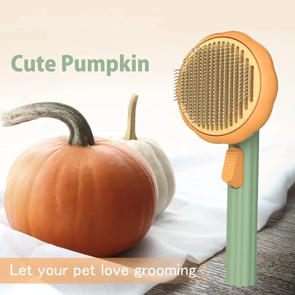 Pumpkin Self Cleaning Slicker Comb For Dog Grooming Brush Pets Gym From House