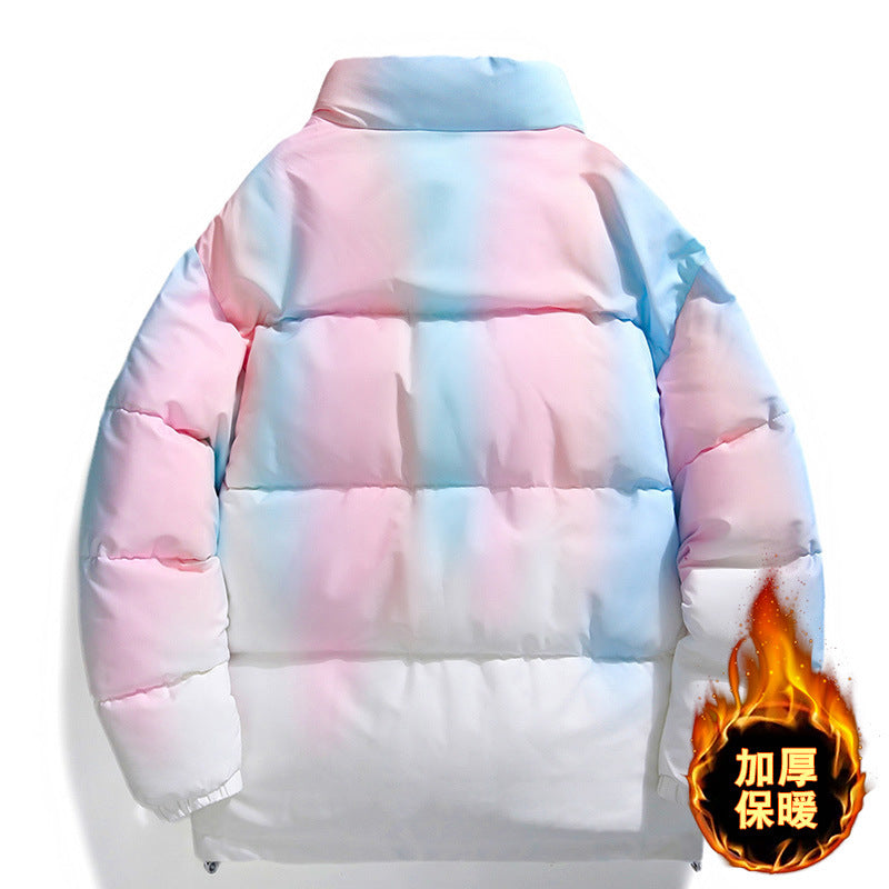 Fashion Stand-up Collar Gradient Coat Couples Winter Warm Plush Men DealSniper.net