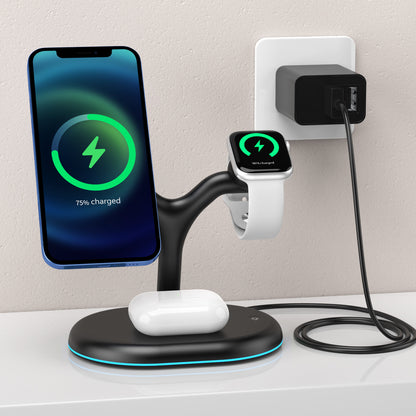 Multifunctional Three-in-one Magnetic Wireless Charger Gadgets Gym From House Black