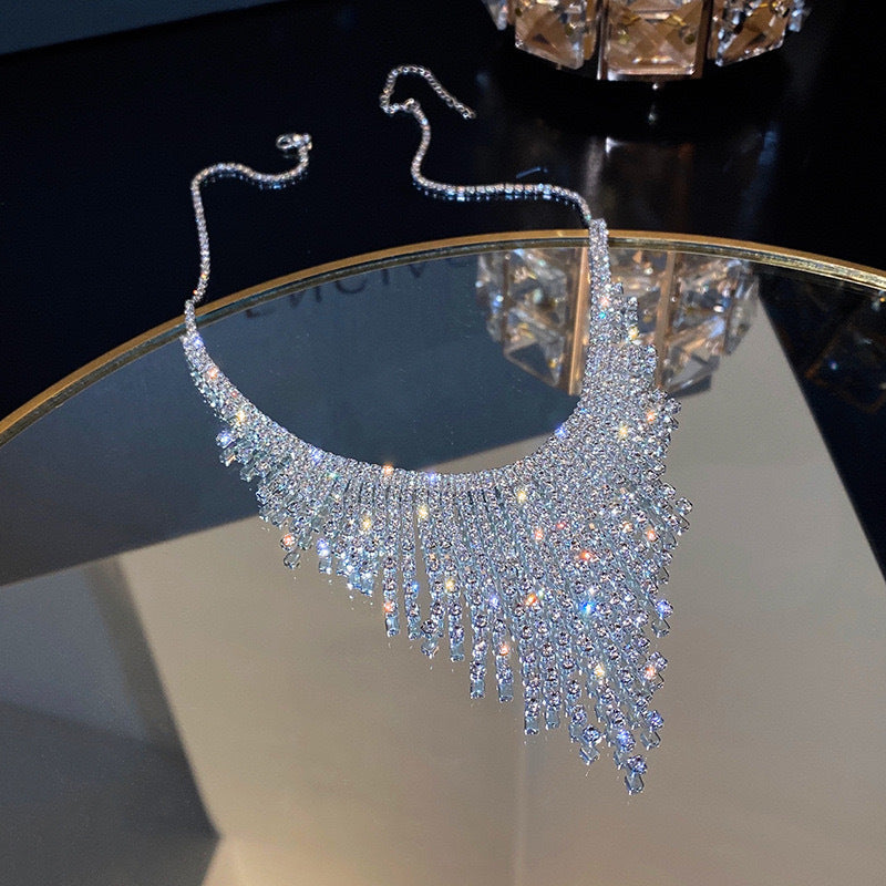 Exaggerated Stylish Trendy Necklace Spring New Diamond Tassel Jewelry Gym From House