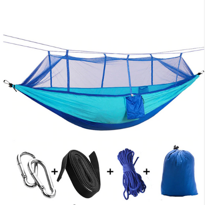 Outdoor Parachute Cloth Hammock Couble with Mosquito Net Light