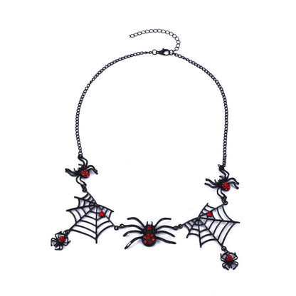 Halloween Spider And Spider Web Necklace Personality Clavicle Jewelry dealsniper-net