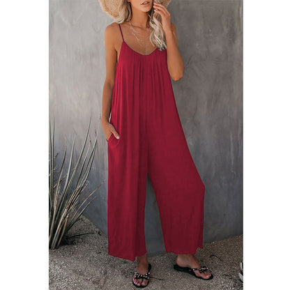 Women's Loose Sleeveless Jumpsuits Romper Jumpsuit Women dealsniper-net Red 2XL