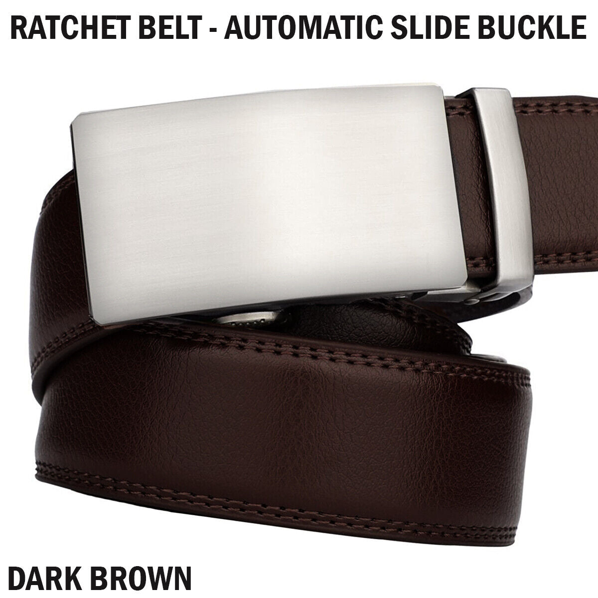 Microfiber Leather Mens Ratchet Belt Belts For Men Adjustable Automatic Buckle Dark Brown Men dealsniper-net