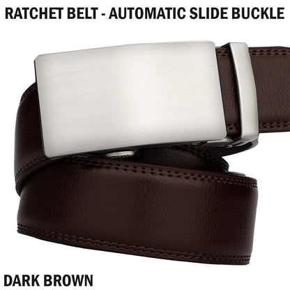 Microfiber Leather Mens Ratchet Belt Belts For Men Adjustable Automatic Buckle Dark Brown Men dealsniper-net