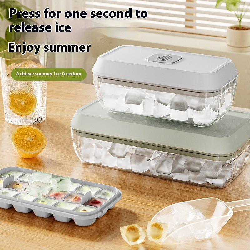 32 Grid Silicone Ice Cube Tray Mould With Lid Shovel Storage Box Kitchen DealSniper.net
