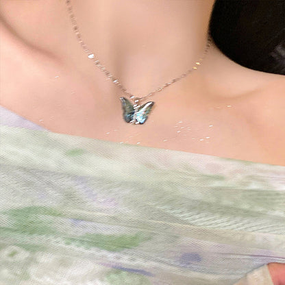 Colorized Butterfly Pendant Clavicle Chain Female Jewelry dealsniper-net