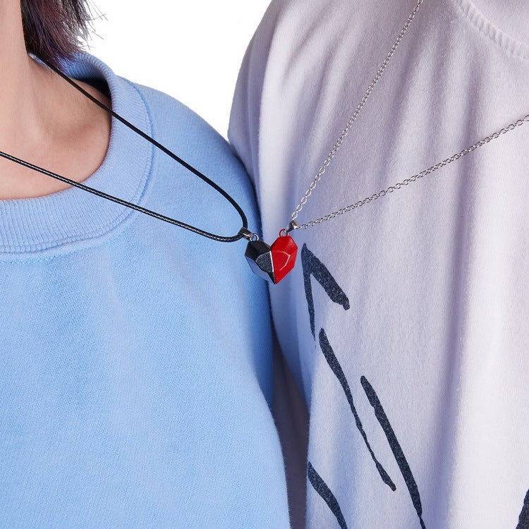 Creative Magnet Necklace Love Heart Broken Jewelry Gym From House