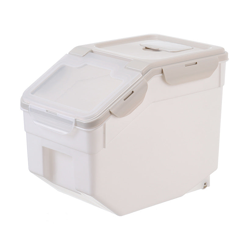 Large Capacity Moistureproof Bucket Container Food Bucket Kitchen Gym From House Beige 10KG