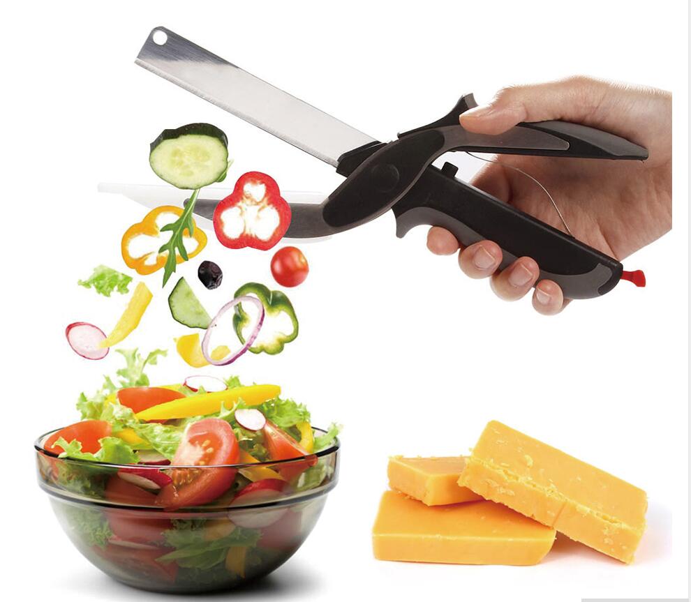 2 in 1 Stainless Steel Kitchen Knife Shears Vegetable Slicer Kitchen DealSniper.net default