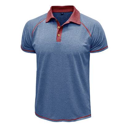 Short-sleeved Lapel T-shirt POLO Bottoming Shirt Men Clothing Men DealSniper.net Light Blue L