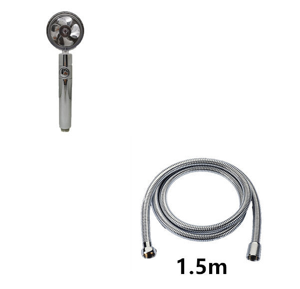 Propeller Driven Shower Head With Stop Button And Cotton Filter