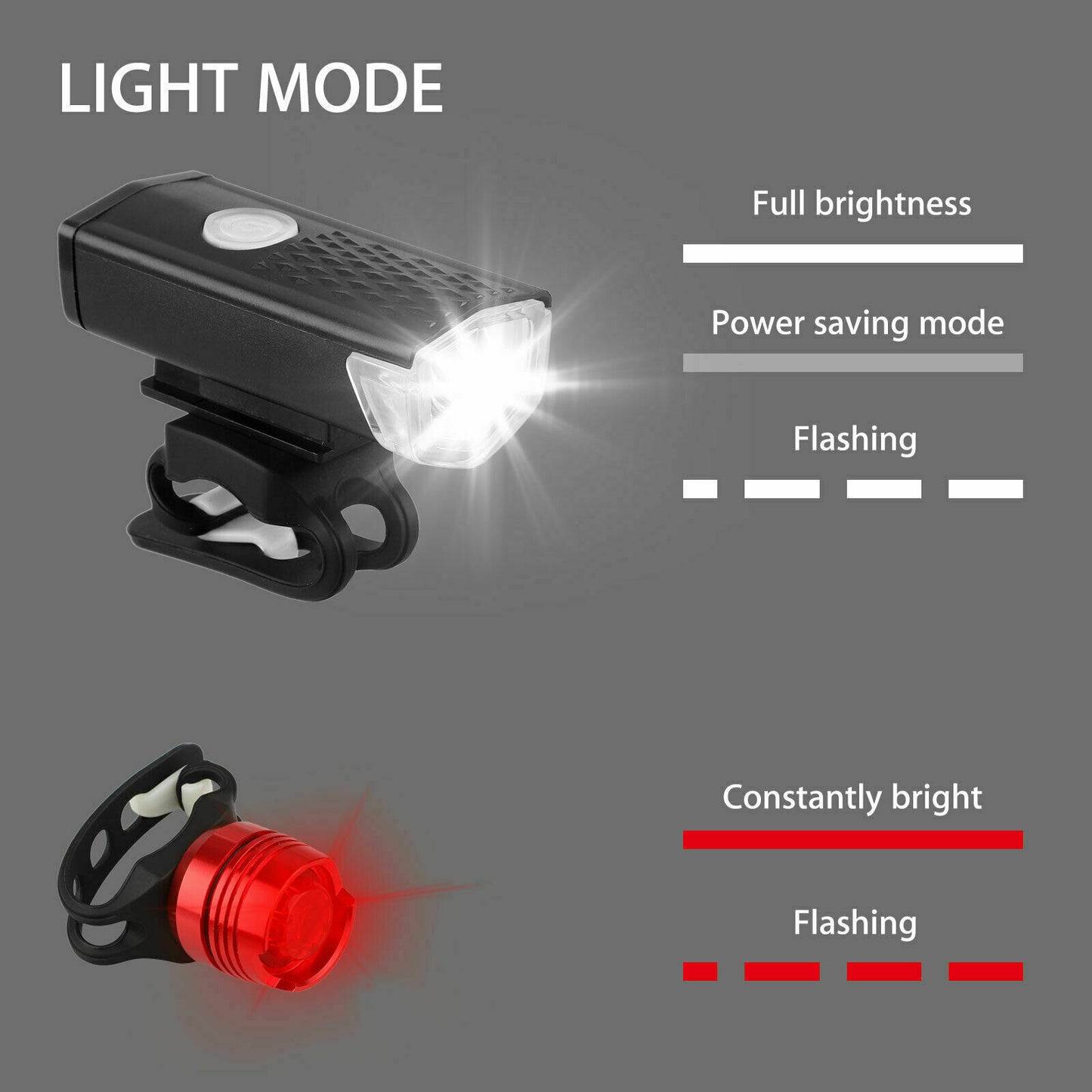 USB Rechargeable LED Bicycle Headlight Bike Head Light Front Rear Lamp Cycling Vehicle dealsniper-net