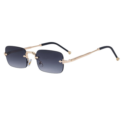 New Style Frameless Metal Temple Sunglasses For Men And Women Men Gym From House C2 gold double gray