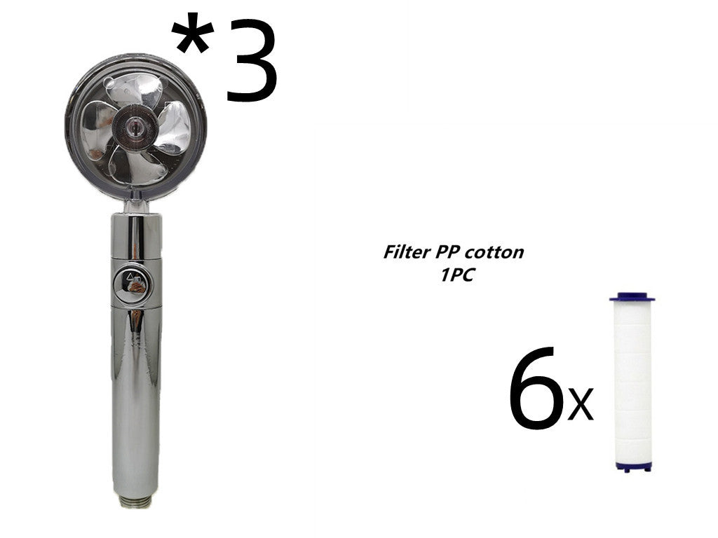 Propeller Driven Shower Head With Stop Button And Cotton Filter House DealSniper.net 8set
