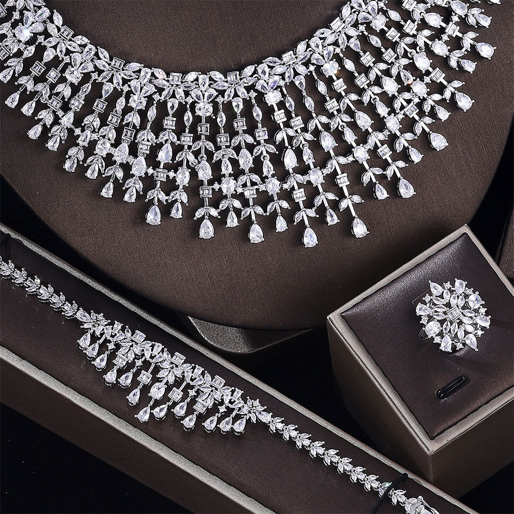 Shiny Zircon Bridal Jewelry Set Jewelry dealsniper-net