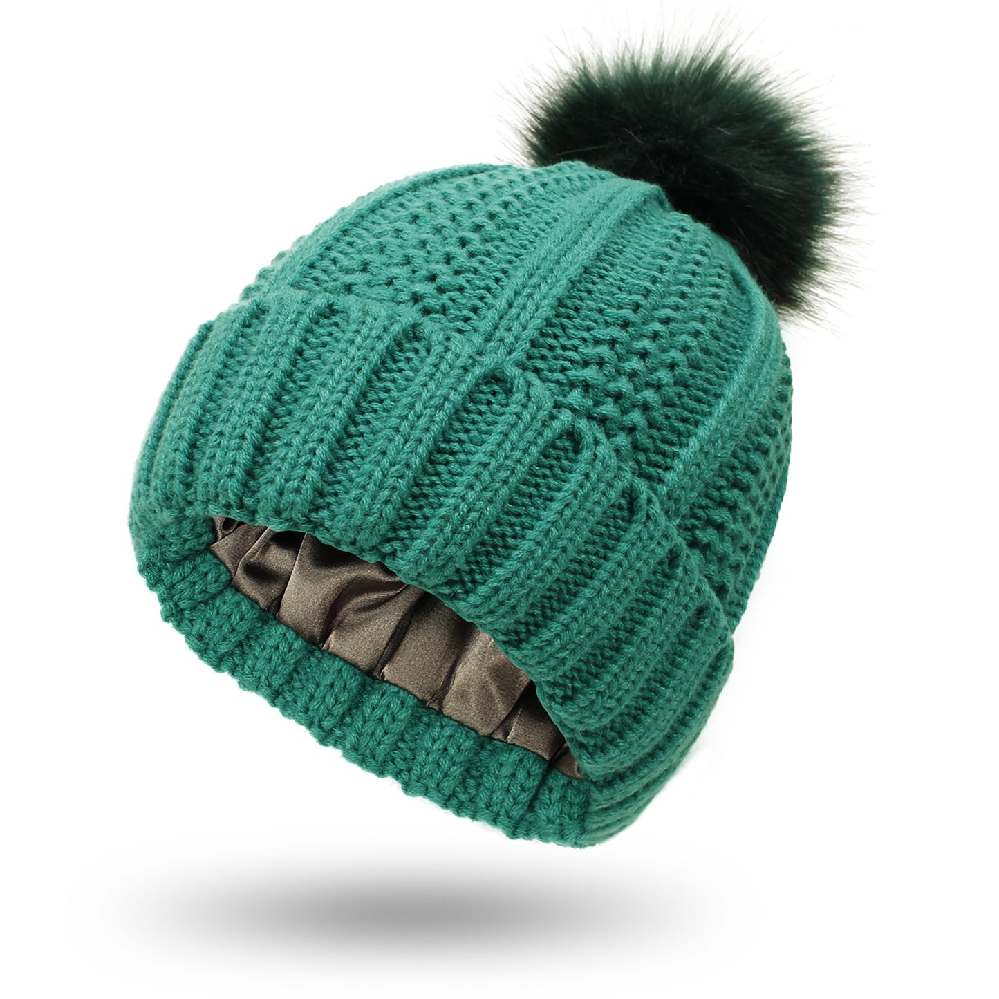 Winter Knitted Hats Fashion Stretchy Lined Skull Hats For Women Women Gym From House Green One size