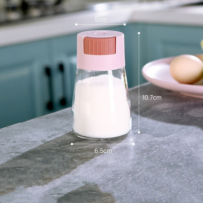 Measurable Control Salt Shaker Kitchen Sealed Glass Seasoning Jar Kitchen dealsniper-net Pink