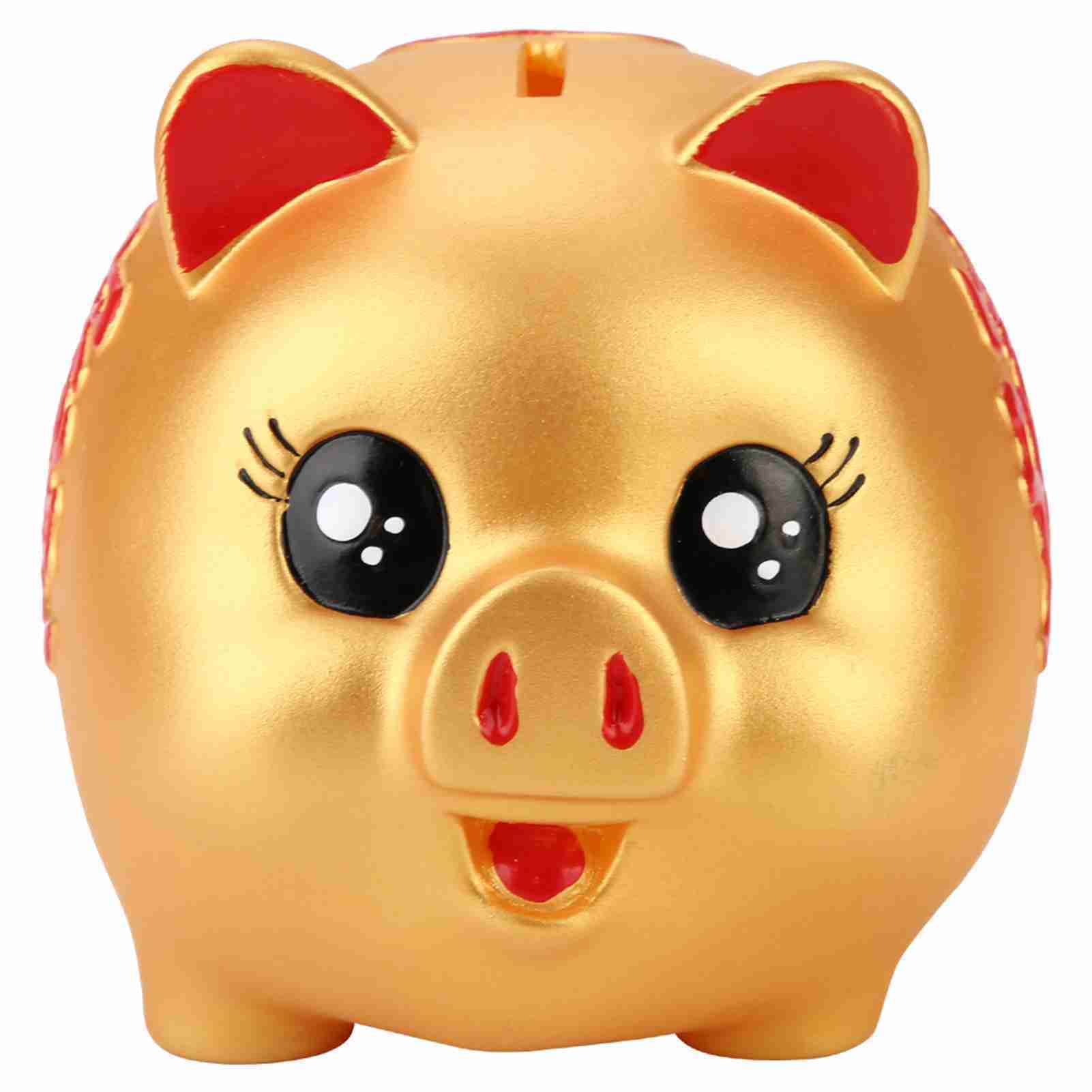 Golden Cute Plastic Pig Bank Pig Toy Coin Money Cash Kids DealSniper.net as picture