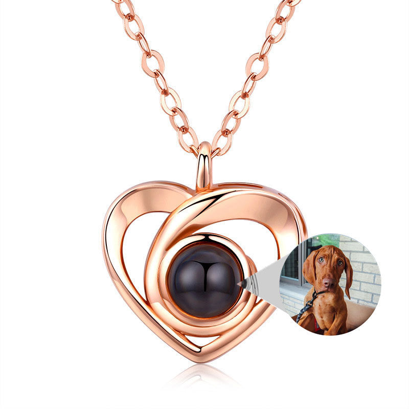 S925 Silver Romantic Photo Projection Necklace Heart