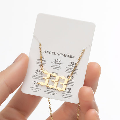 Women's New Angel Lucky Digital Pendant Necklace Jewelry dealsniper-net Body Gold Number3