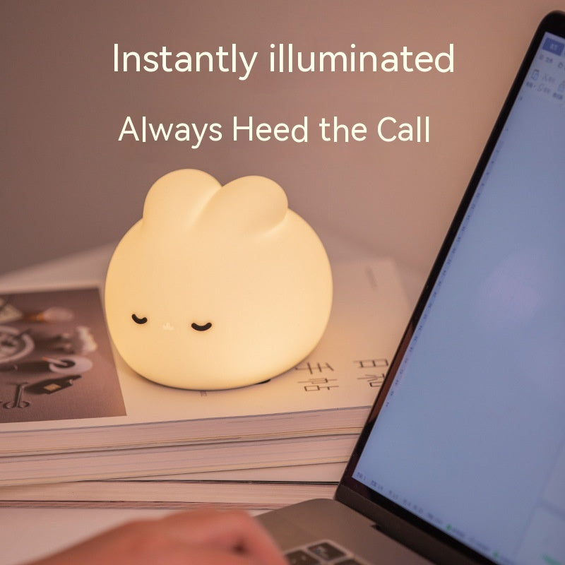 Simple Children Get Up Rabbit Silicone Sleeping USB Charging Night Light Home Decor Gym From House