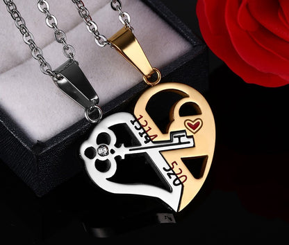 Pendant Love Necklace Set Lover Valentine Gifts Stainless Steel Chain Necklace Jewelry dealsniper-net Gold