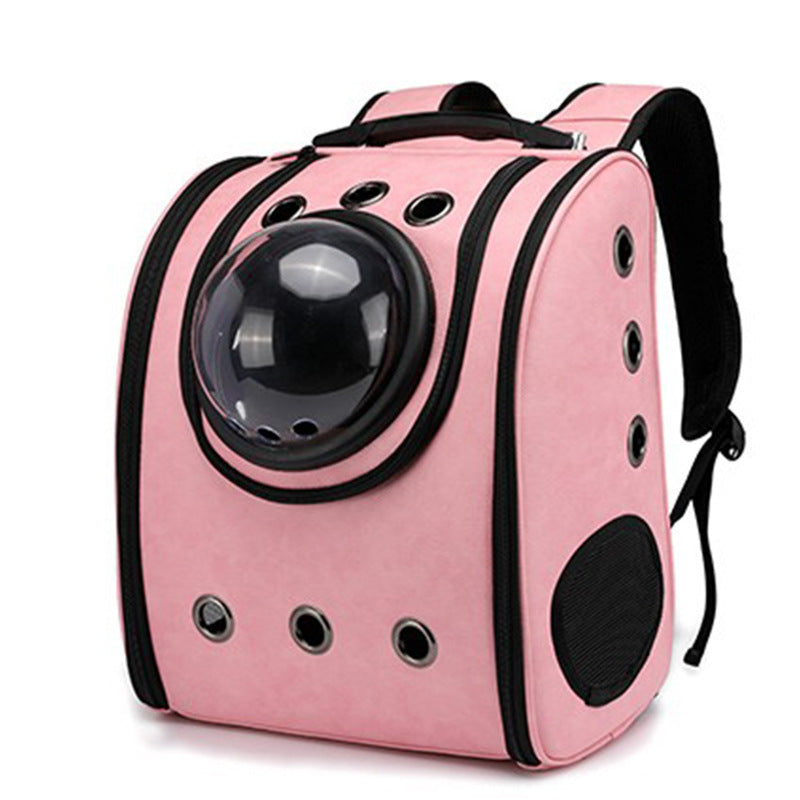 Leather pet carry backpack capsule Pets Gym From House Pink