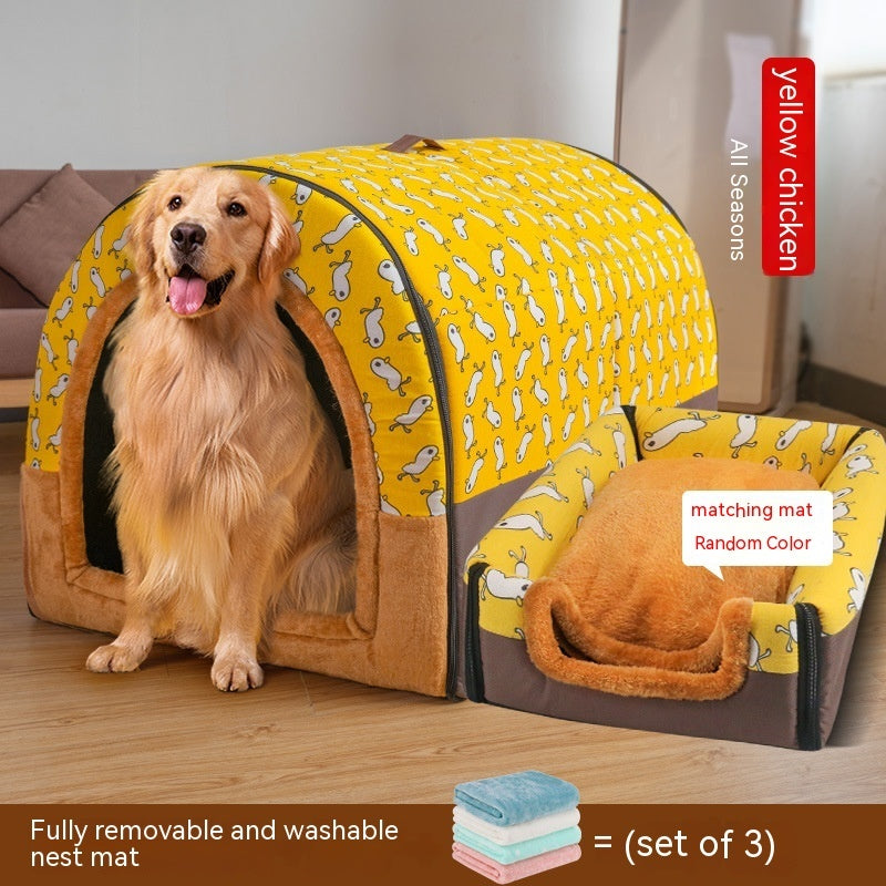 Large Dog House Type Pets Can Be Dismantled And Washed Pets DealSniper.net Yellow B 3XL