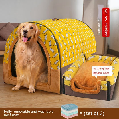Large Dog House Type Pets Can Be Dismantled And Washed Pets DealSniper.net Yellow B 3XL