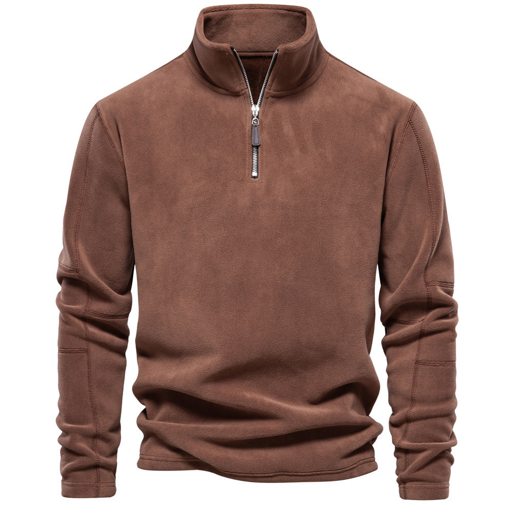 Fashion Personality Stand-collar Zippered Sweatshirt Men DealSniper.net Brown L