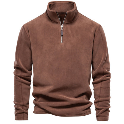 Fashion Personality Stand-collar Zippered Sweatshirt Men DealSniper.net Brown L