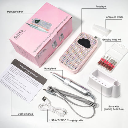 Professional Rechargeable Nail Drill Machine - 45000RPM Glitter Beauty dealsniper-net