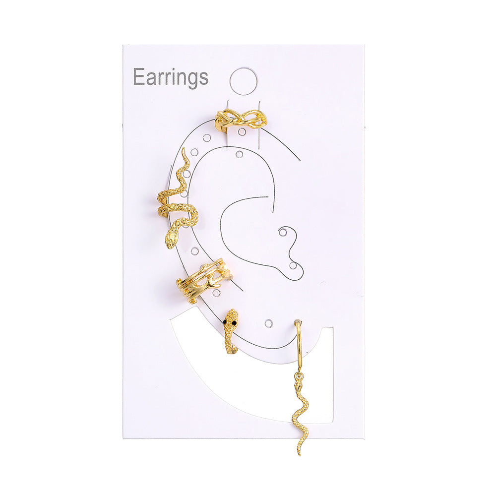 Punk Gold Plated Animal Snake Clip Earrings Ear Clip Without Piercing Jewelry Gym From House