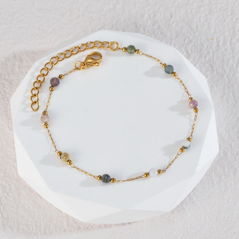 Stainless Steel Natural Stone Necklace Bracelet Set For Women Jewelry DealSniper.net