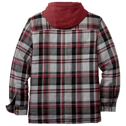 Thickened Cotton Padded Plaid Long Sleeve Loose Hooded Jacket Men dealsniper-net