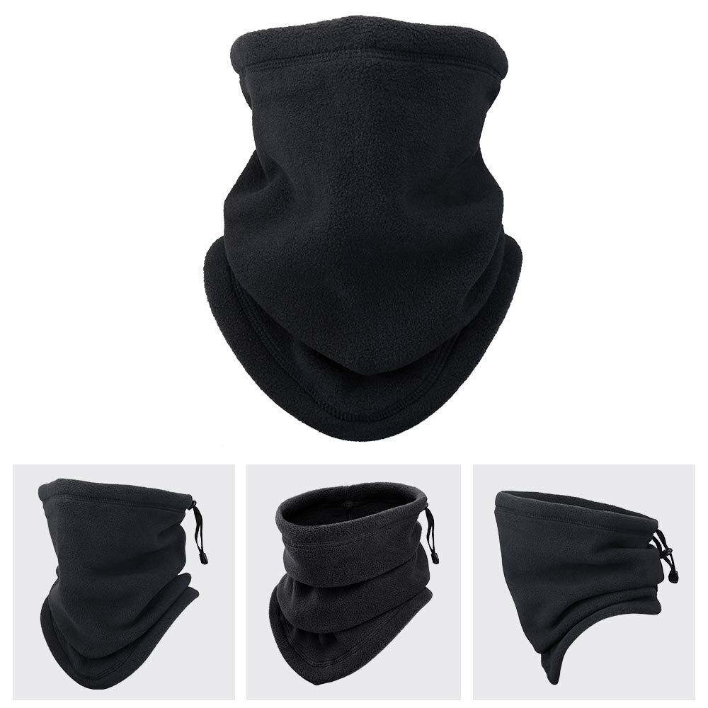 Winter Windproof Scarves Fleece Tube Scarf Mask Soft Half Face Cover SKi Snowboard Neck Warmer Gaiter Fashion Women Men Winter Fleece Face Mask Scarf Balaclava Neck Warmer Men dealsniper-net Black