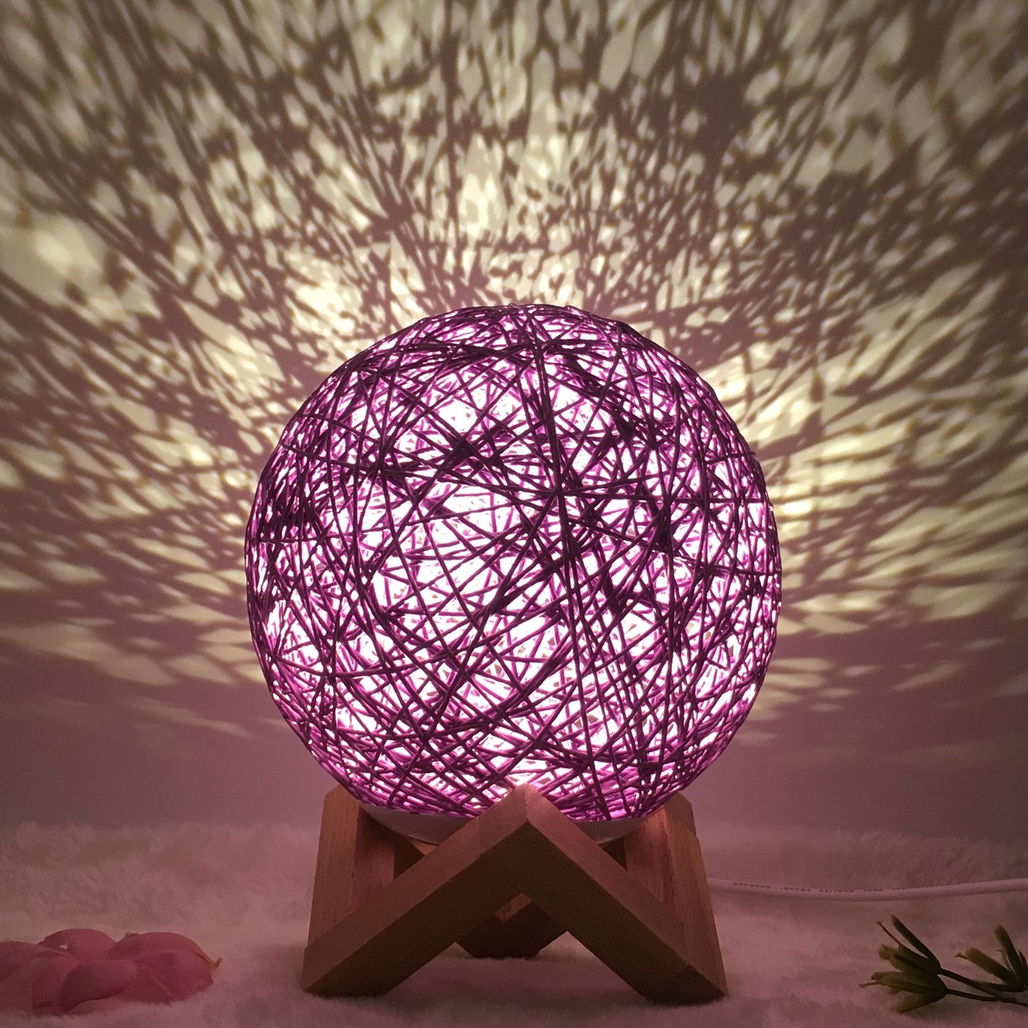 Creative Linen Table Lamp Novel and Unique LED Intelligent Home Decor Gym From House Purple shelf Button 20cm