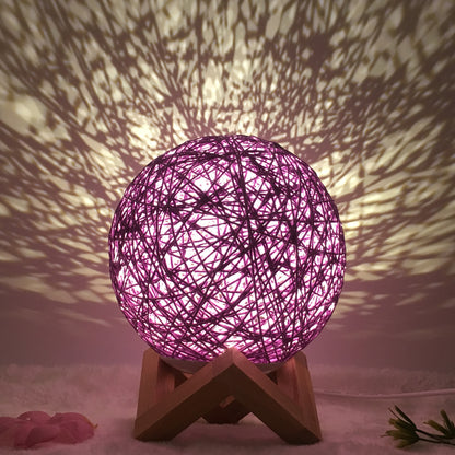 Creative Linen Table Lamp Novel and Unique LED Intelligent Home Decor Gym From House Purple shelf Button 20cm