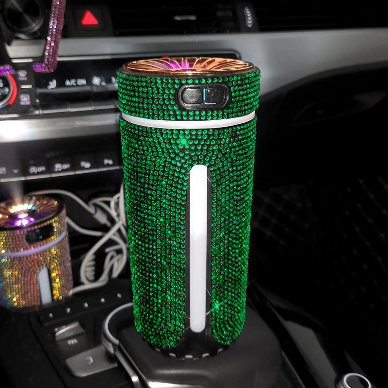 Luxury Diamond Car Humidifier LED Light Car Diffuser Vehicle DealSniper.net Green USB