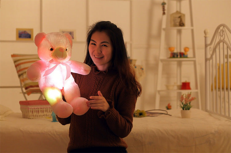 Creative Light Up LED Teddy Bear Stuffed Animals Plush Toy Kids dealsniper-net Pink 30CM