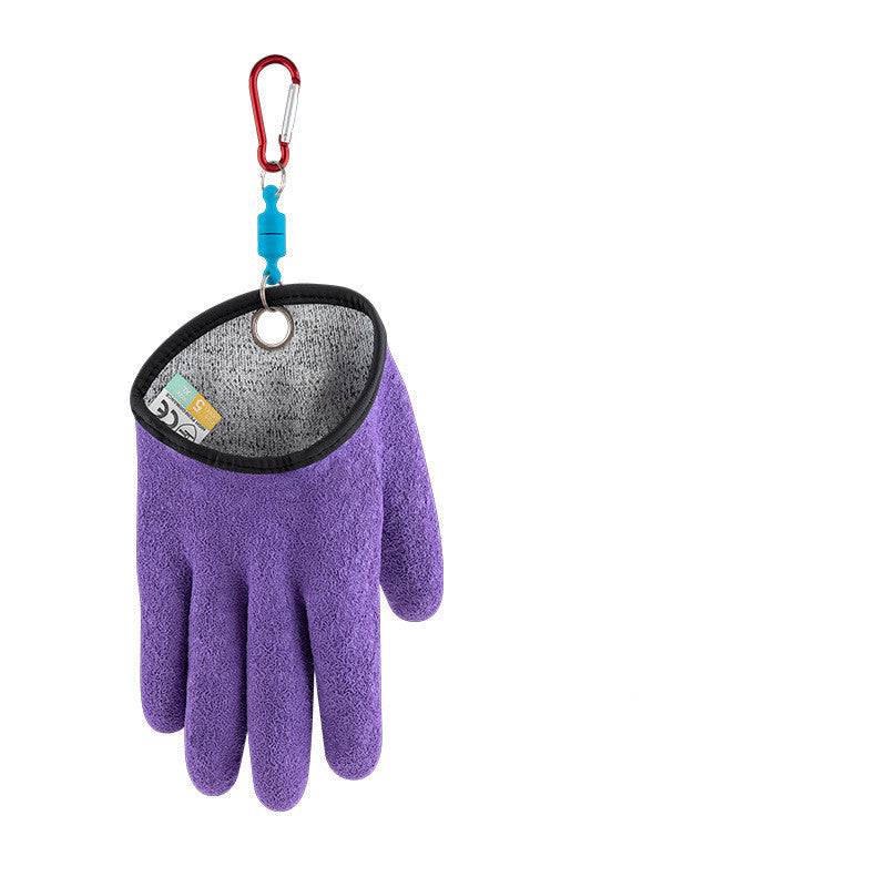 Fishing Gloves Anti-Slip Protect Hand From Puncture Scrapes Fisherman Outdoor dealsniper-net Purple Right Hook