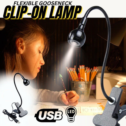 USB Flexible Reading LED Bright Light Book Lamp Clip-on Beside Bed Desk Table Home DealSniper.net