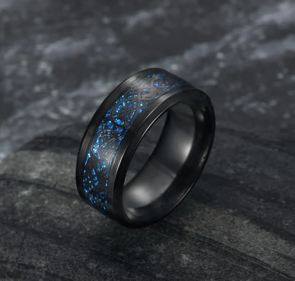 Asgard Crafted Basilisk Scale Wedding Ring Jewelry dealsniper-net Carbon Blue 10