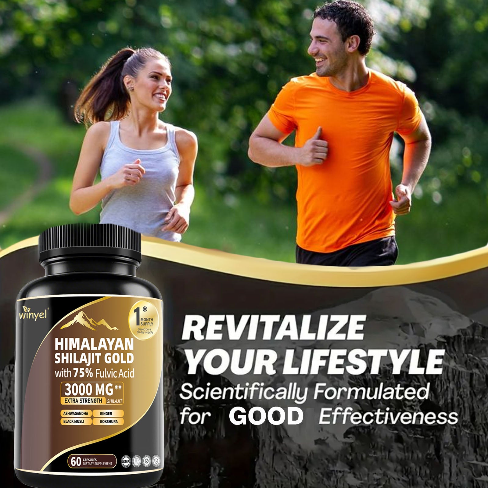 Shilajit Capsules, Ashwagandha Gokshura, 85 Trace Minerals Beauty Gym From House