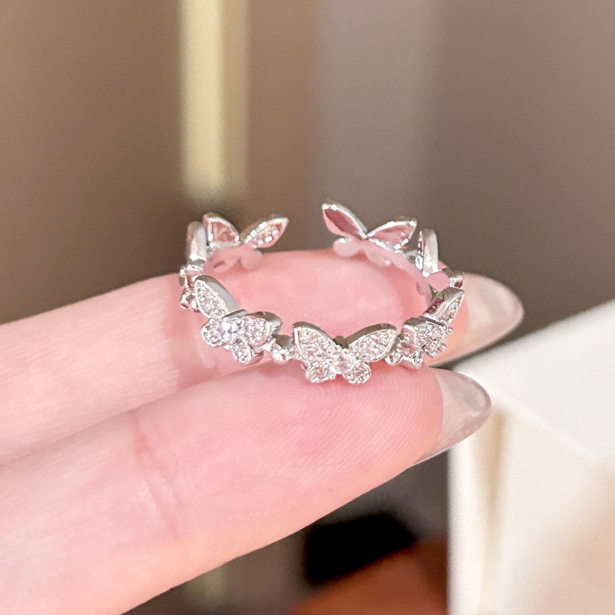 Simple Zircon Plain Ring Women's Niche Light Luxury Jewelry Gym From House J1800