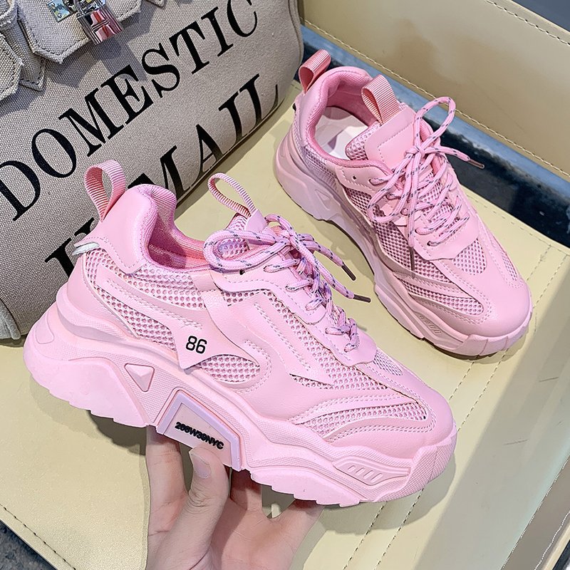 Candy-colored Thick-soled Increase Fashion Sneakers Women Women dealsniper-net Pink 35